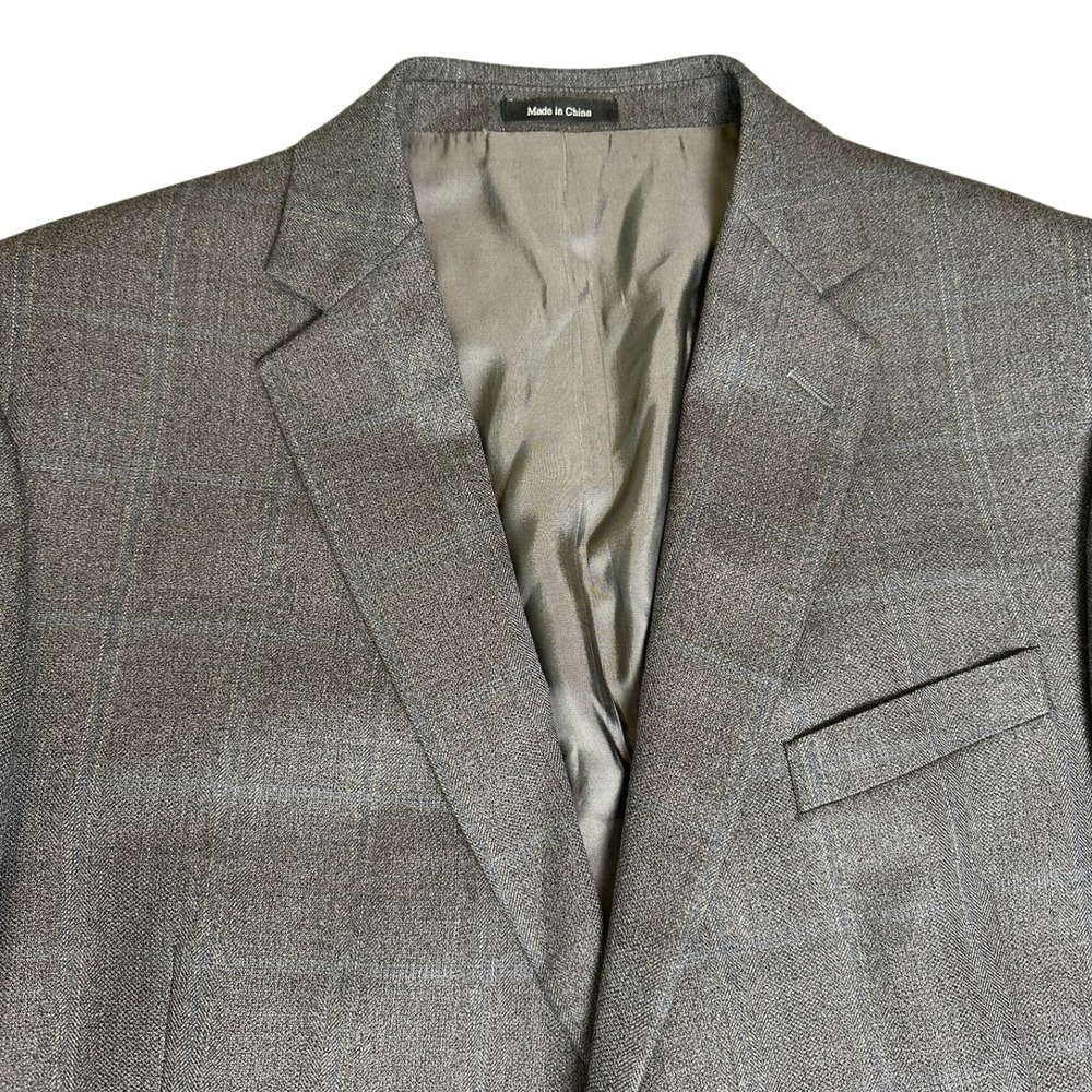 Joseph & Feiss Gold 100% Wool Blazer Sport Coat Suit Jacket Windowpane Check 44R